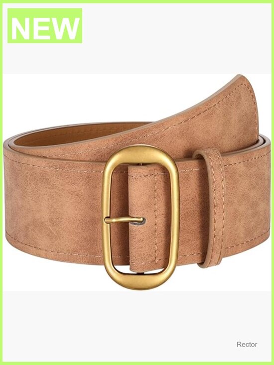 Accessories - Wide Suede Waist Belt with Gold Buckle | Chunky Belt